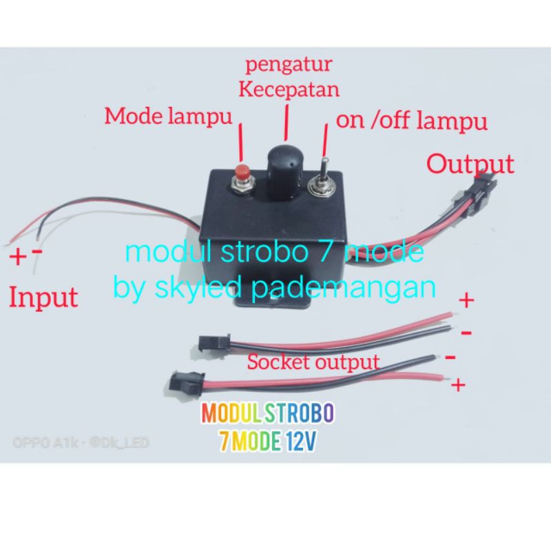 modul strobo  2chanel 7 mode lampu kedip police dan ambulance