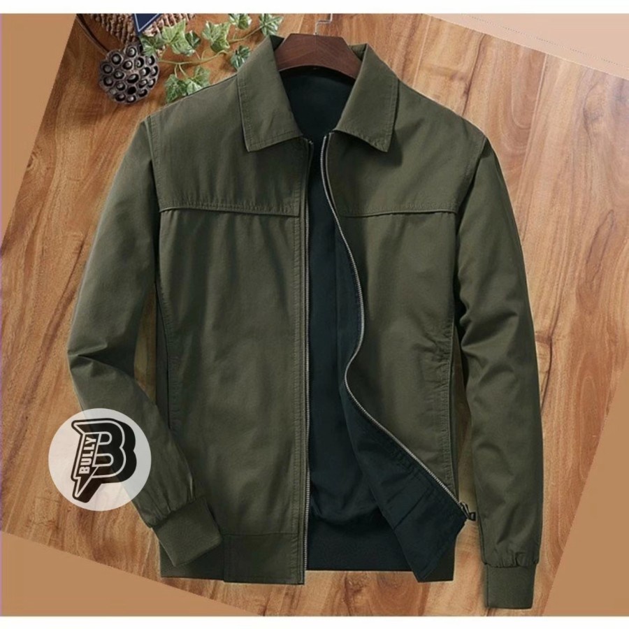 jaket casual pria cotton drill / jaket pria gerry more original - hijau army, M