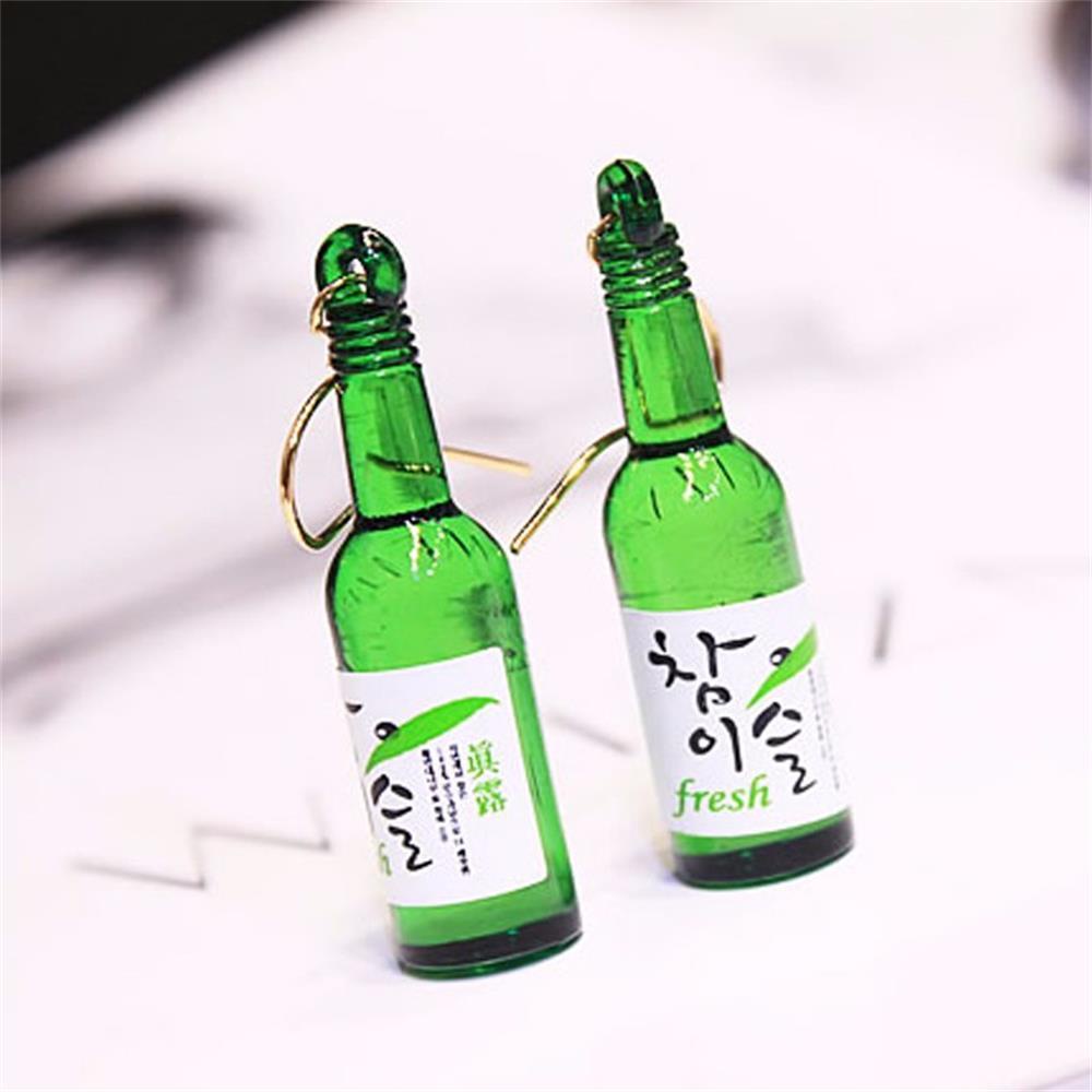 R-flower 1pasang Anting Botol Anggur Kreatif Korea Drop Menjuntai Perhiasan