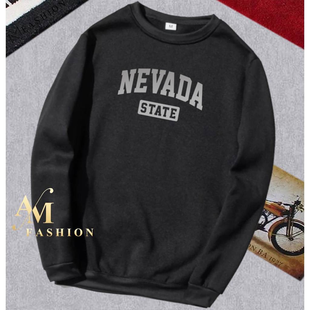 AM Fashion COD Sweater Hoodie Distro Motif Nevada State Text Silver Premium Quality T-Shirt Pria Bra