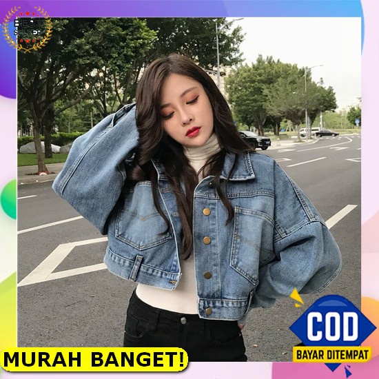 Jaket Denim Wanita Sobek - Jaket Denim Jumbo Sobek Model Terbaru - Jaket Denim Import Jeslyn Jeans J