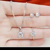 perhiasan set titanium mata 1 silver 1