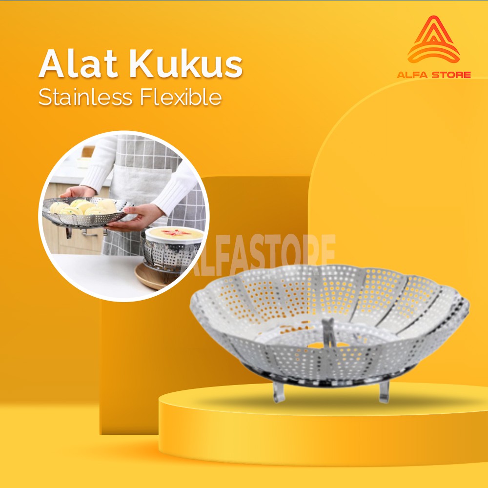 Kukusan lipat Stainless Steel Alat Kukus Serbaguna