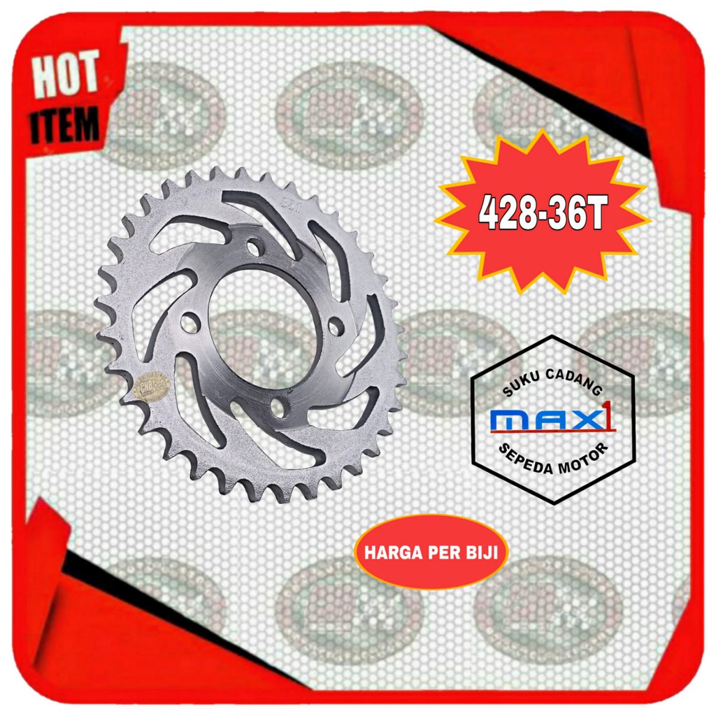 GER GEAR GIR BELAKANG RX KING JUPITER Z VEGA FORCE 1 JUPITER MX DSB 428 - 30 31 32 33 34 35 36 38 MATA-428-36T