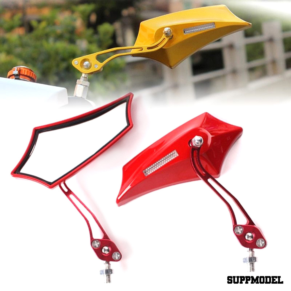 Spm 2pcs Kaca Spion Universal Bahan Aluminum Alloy Untuk Ujung Stang Motor