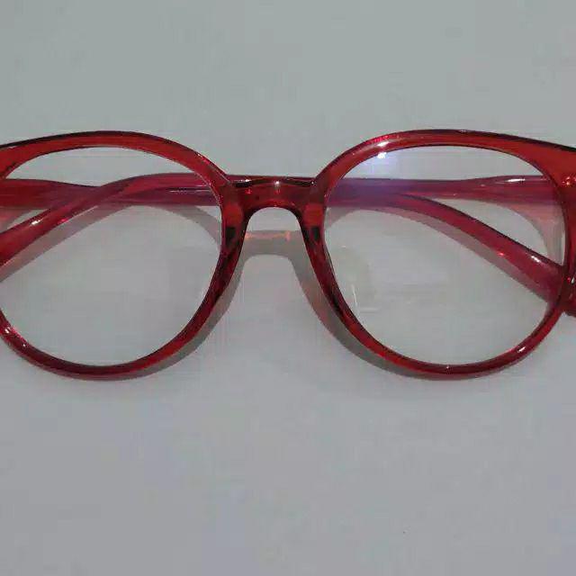 Kacamata anti radiasi  Wanita Pria Frame Sunglasses Lensa Transparan import TOSERBA-Maroon
