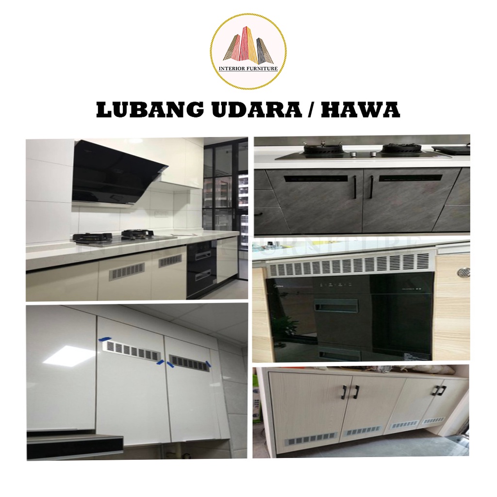 Lubang Udara 5 x 15-40 cm Hitam Anodize Aluminium Lubang Hawa Ventilator Kotak Lobang Ventilasi Meja