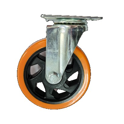 Roda Caster / Troli / Trolley PU Orange 4 Inch Hidup ( Swivel ) Muller