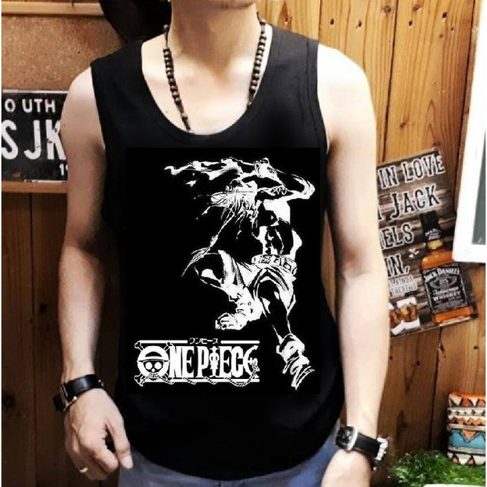 Shalch Trendy / Singlet Pria Motif Kartun Terbaru Gambar Luffy Shadow / Pakaian Pria