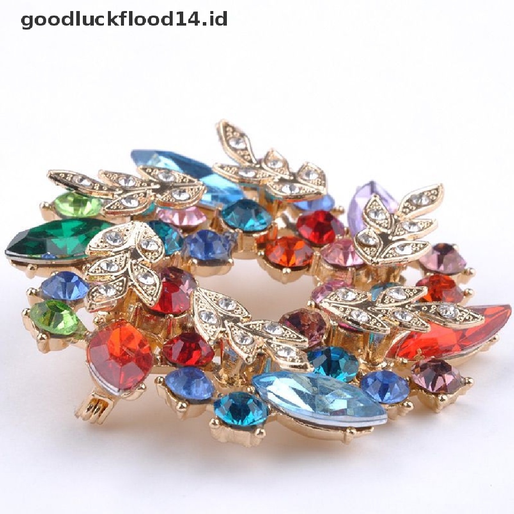 [OOID] New Fashion Shining Rhinestone Gold Plated Redbud Flower Pin Brooches Jewelry ID