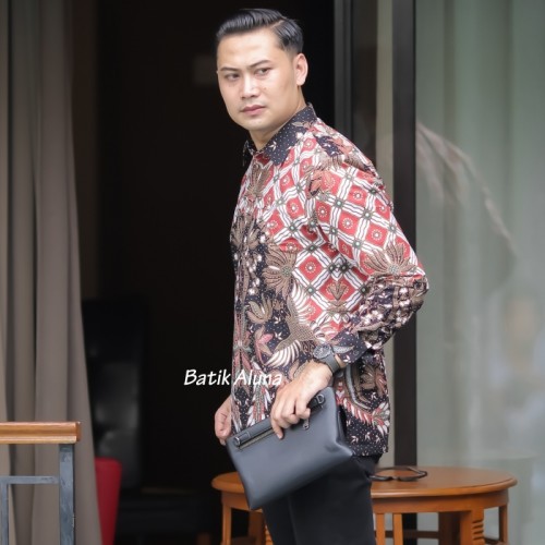 Batik pria lengan panjang Kemeja Atasan Baju batik pria laki laki lengan panjang premium cowok solo