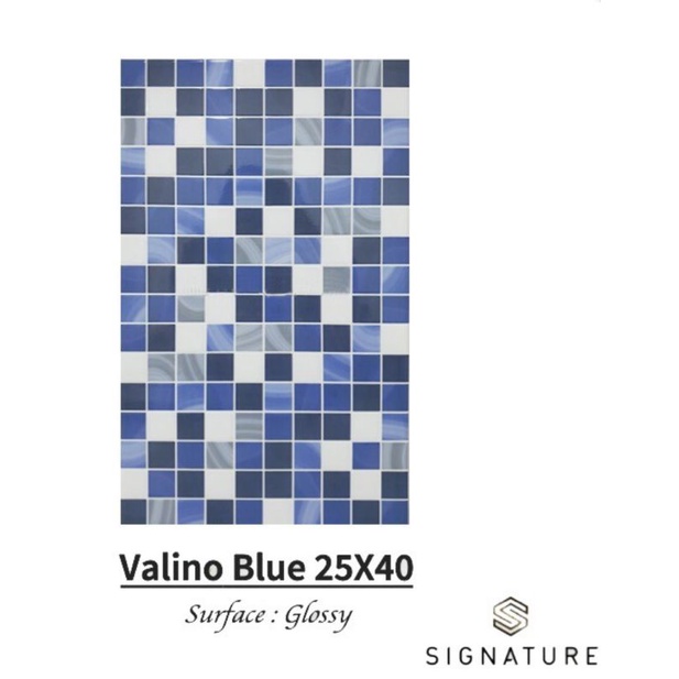 {ONGKIR DILUAR APLIKASI} Keramik Dinding Glossy Mozaik Timbul 25x40 VALINO BLUE, VALINO BEIGE Mulia