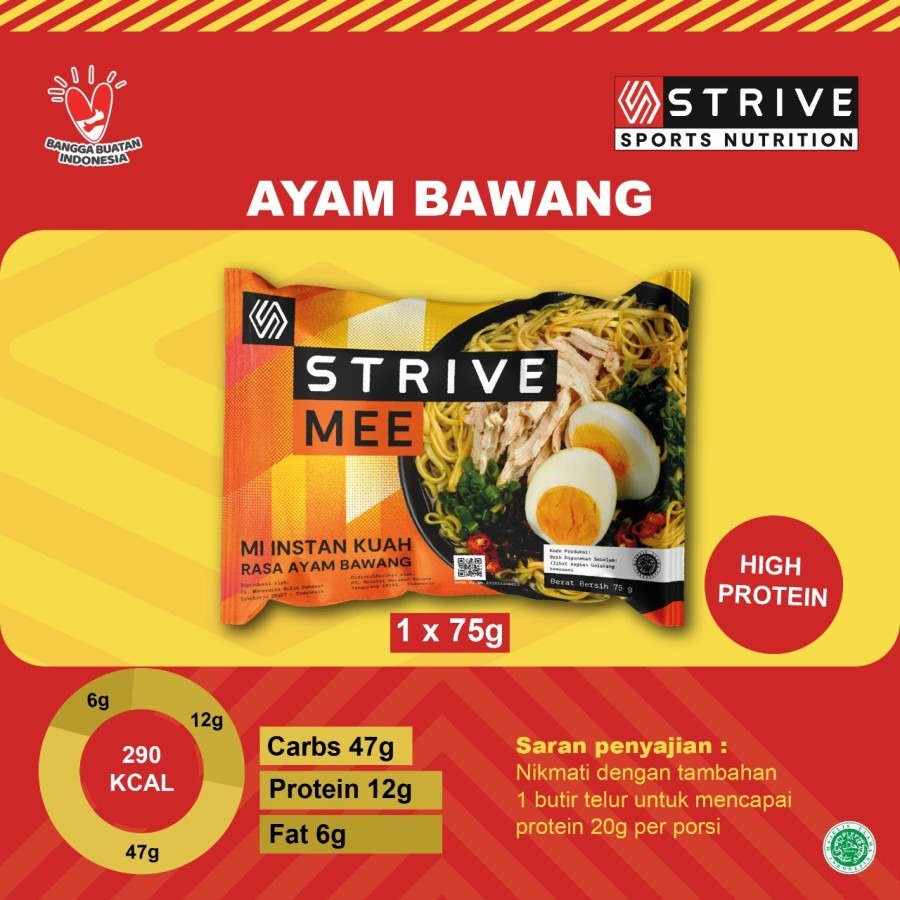 STRIVE MEE Mie Goreng Mie Ayam Bawang Carbo Load 1karton isi 20pcs