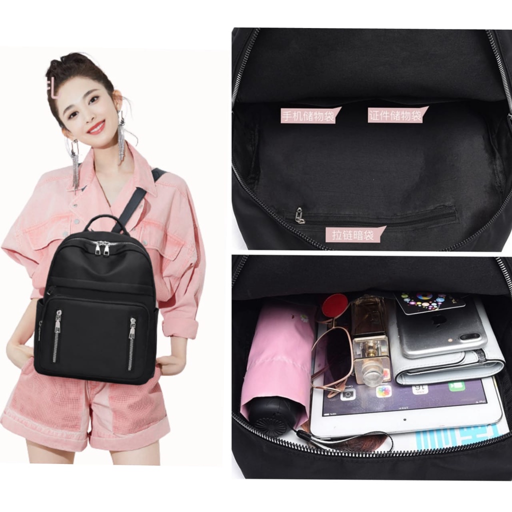 TAS RANSEL WANITA KOREA ANTI AIR PREMIUM IMPORT HITAM PINAPA TA438B5 BACKPACK SEKOLAH CEWEK GENDONG PUNGGUNG KERJA KULIAH BATAM MURAH KEKINIAN