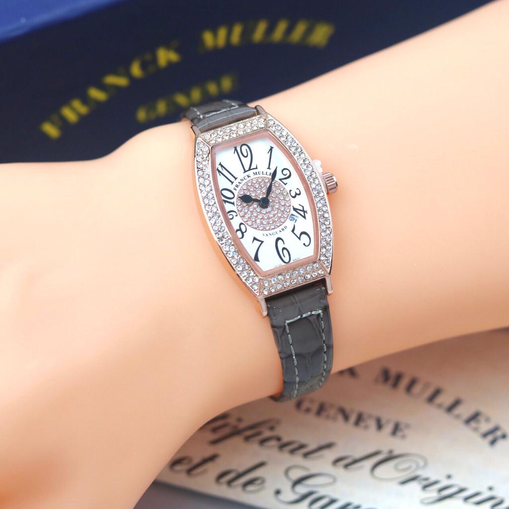 JAM TANGAN WANITA O1 TALI KULIT TANGGAL AKTIF DM 2.6CM FREE BOX  || JAM TANGAN FASHION WANITA KULIT