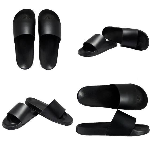 SANDAL SLIPPER SLIDE POLOSAN HITAM PUTIH