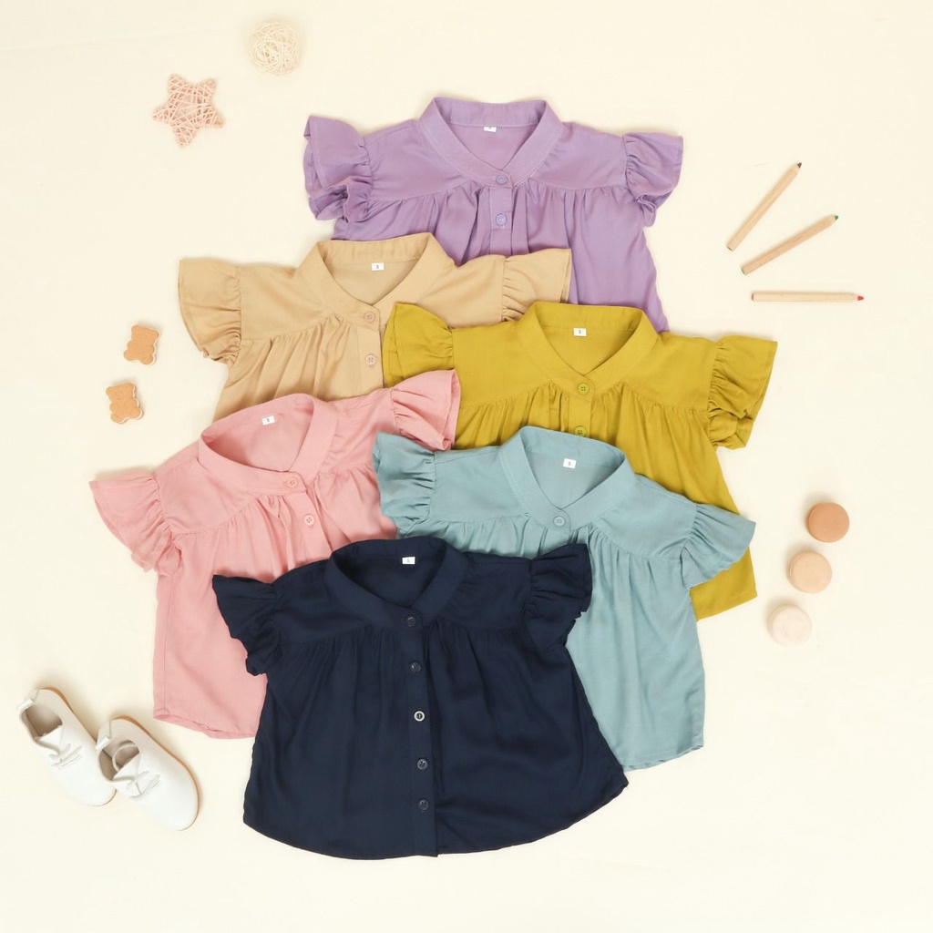CURLY BLOUSE / Blouse anak perempuan 1-8 tahun / atasan anak perempuan bahan rayon premium