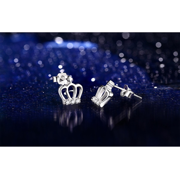 Anting Perak 925 Wanita Temperamen Mahkota Fashion Perhiasan/Subang Telinga anting perempuan