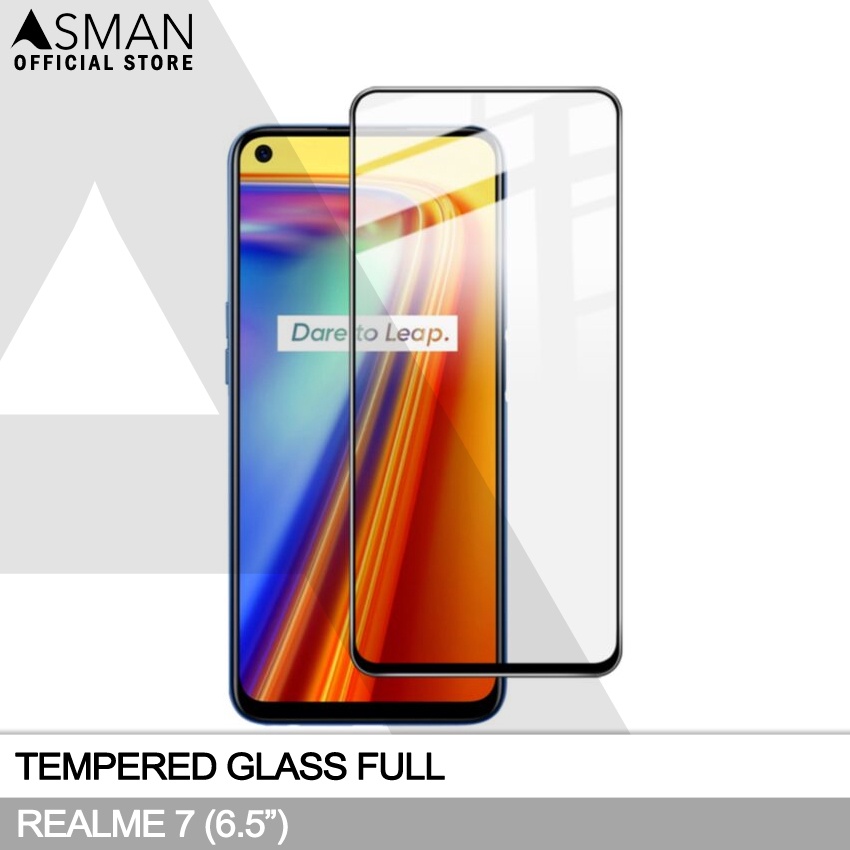 Tempered Glass Full Realme 7 (6.5&quot;) | Anti Gores Kaca - Hitam