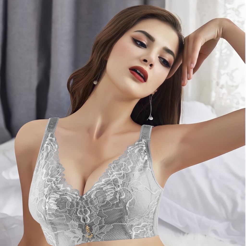 Bra Bh Sexy Tanpa Kawat Tanpa Busa Bahan Katun Motif Renda Brokat Bunga Cantik Elegan -188