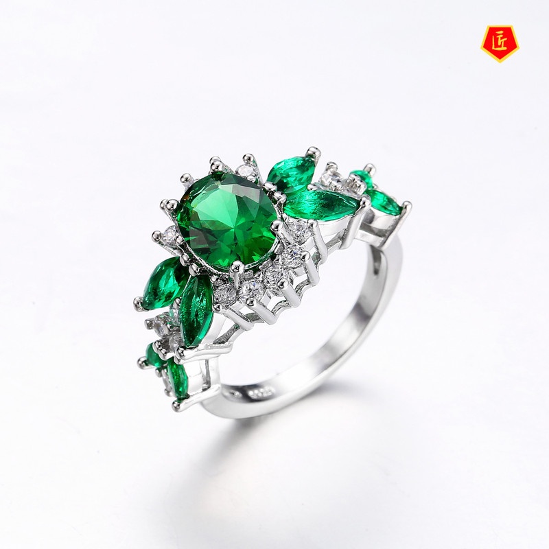 [Ready Stock]Creative Emerald Ring Female Temperament Personality