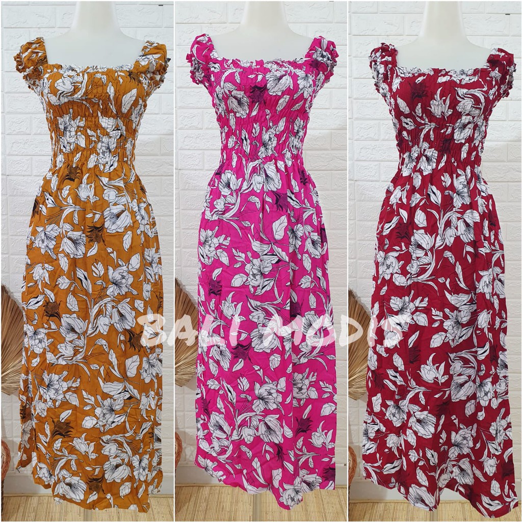 DRESS KERUT PANJANG DASTER MOTIF BALI