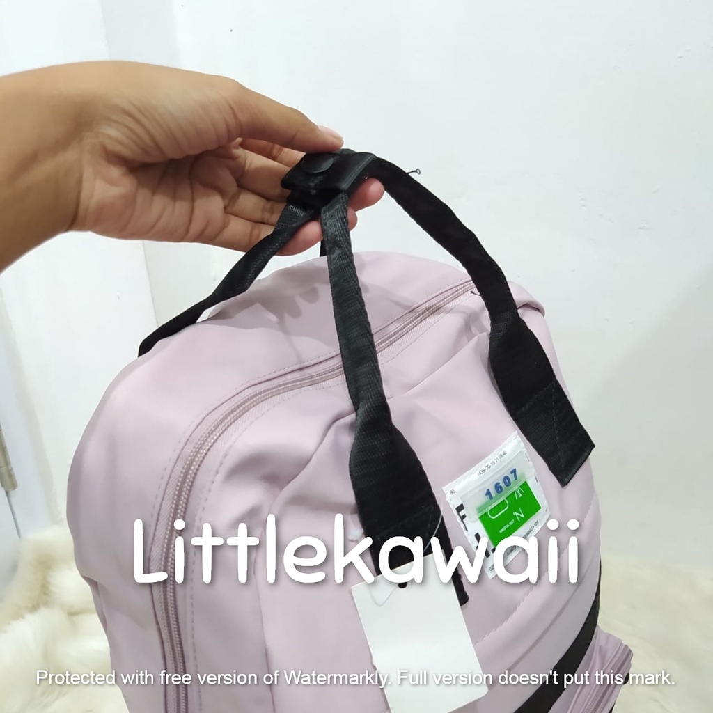 LK/Tas Ransel Laptop Backpack Parasut Tenteng Sekolah Fashion Korean Style Anak Remaja Dewasa Jaring Transparan Pin Tali Gesper Bear Cloud Import