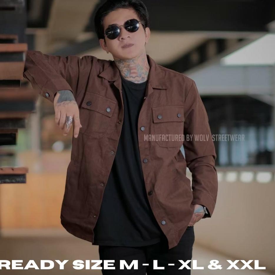 Tren Kekinian.. Jaket Pria Jaket Semi Parka Original Distro Wolv Bandung Jaket Trucker Jaket Pria Te