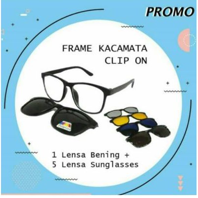 Kacamata Hitam Clip On Anti Radiasi Optik Minus Baca Cylinder free Lensa