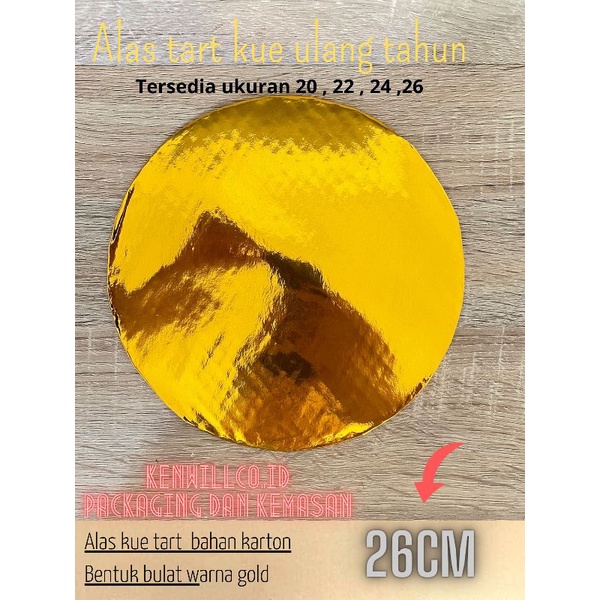 ALAS KUE TART 26CM BULAT GOLD / TATAKAN KUE ULANG TAHUN KARTON