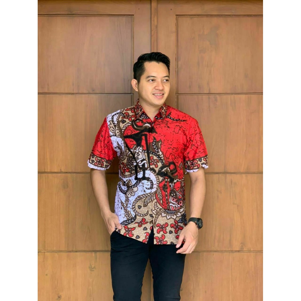 KEMEJA BATIK WAYANG MERAH