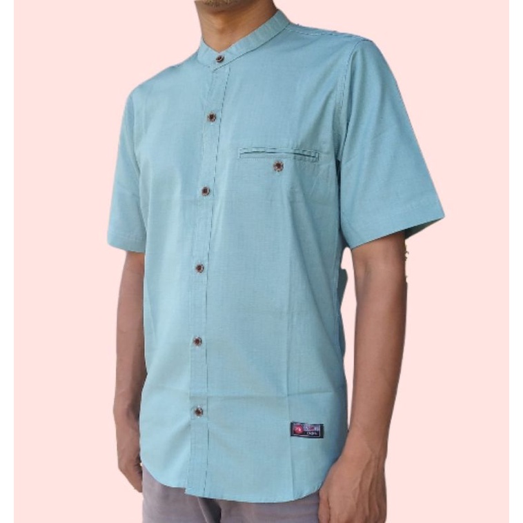 Baru Kemeja Pria lengan Pendek warna Biru mint /Kemeja yang bagus warna Biru wardah
