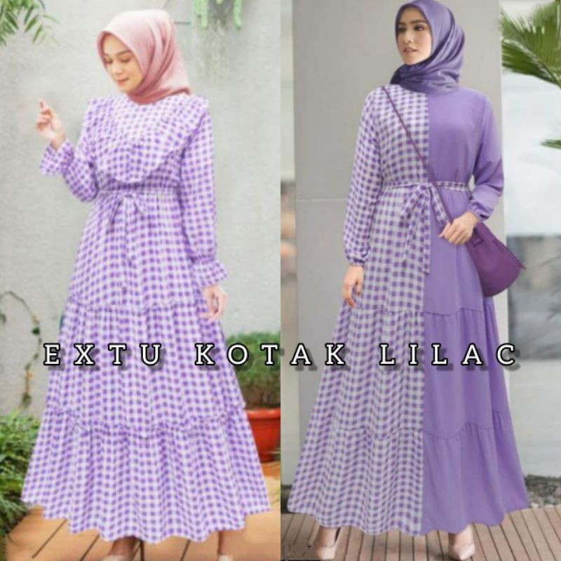 Gamis EXTU Kotak Lilac edition