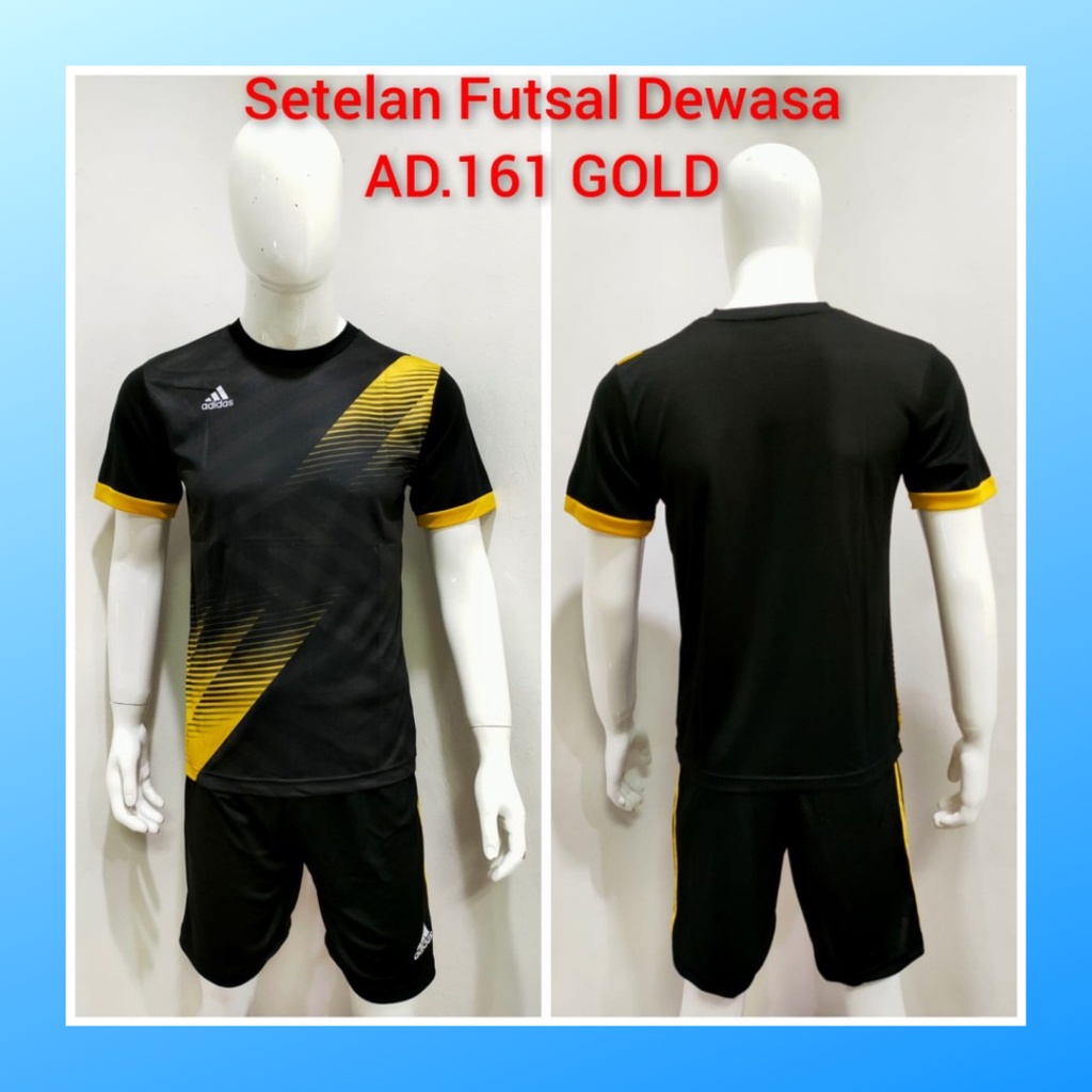 Kaos futsal pria jersey sepak bola baju dan celana setelan wanita dewasa t-shirt outfit seragam jarsey kostum olahraga pakaian apparel sport jersy soccer casual jersi suit AD161 gold