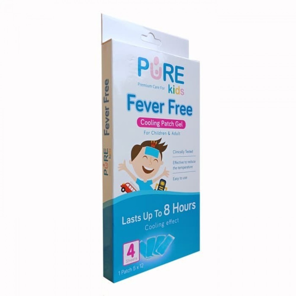 Pure Kids Fever Free / Plester Cooling Patch untuk Demam Bayi - 4 Sheet