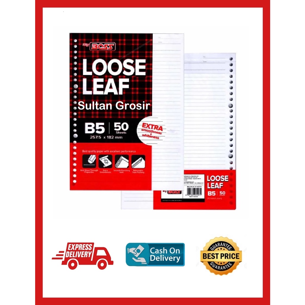 

LOOSE LEAF ISI KERTAS FILE UKURAN B5 BOSS 100 LEMBAR