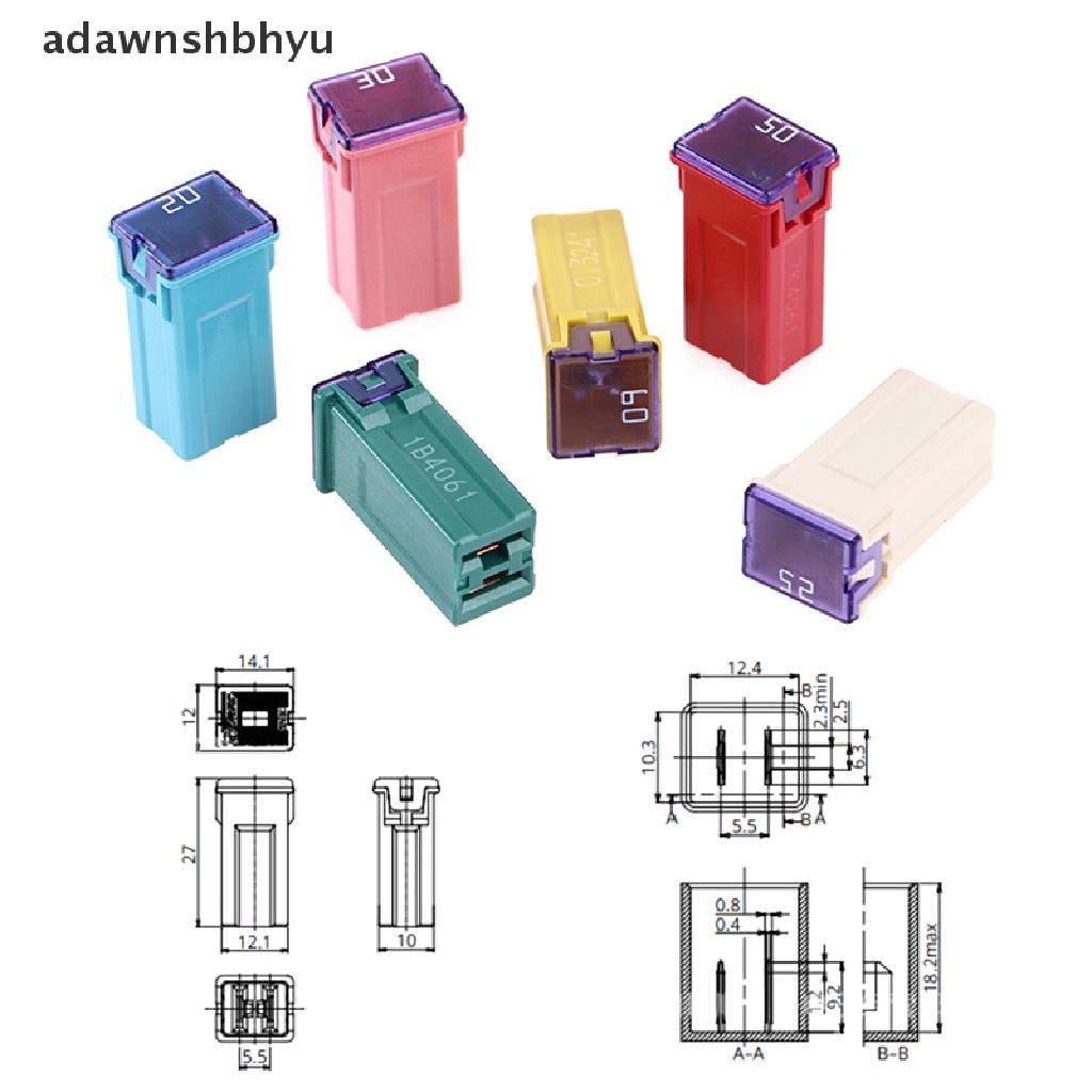 Adawnshbhyu Sekring Mini Square Fuse 32V 20A 25A 30A 40A 50A60A Sekring Mobil Otomotif Dengan Box Plastik