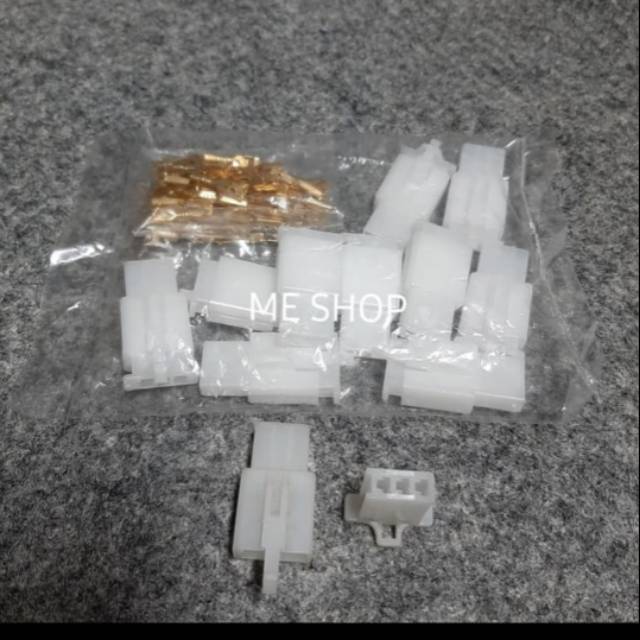 Soket skun Motor 3 Pin Kecil Socket Mobil Skun Konektor Kabel Isi 10set