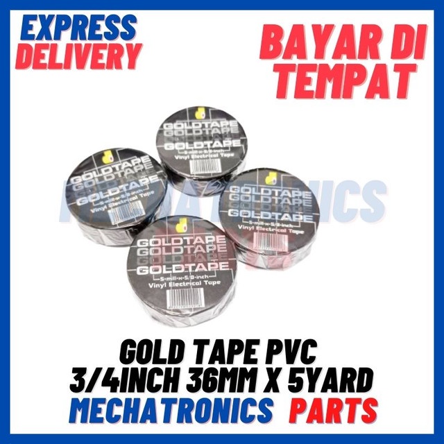 [TPE-9004] GOLD TAPE PVC 3/4INCH 36MM X 5YARD