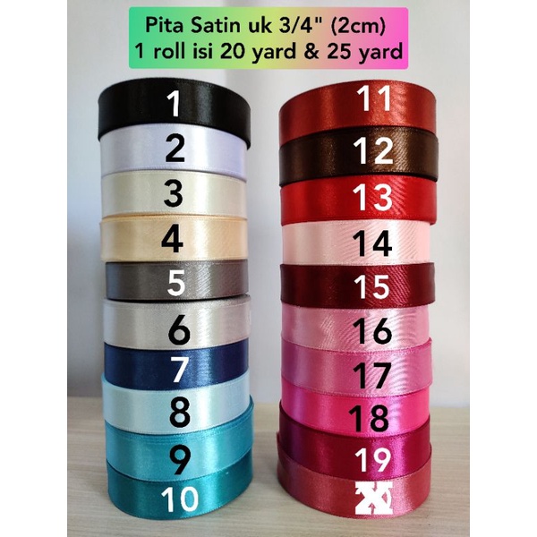 Pita Satin 3/4 inch / Lebar 2 cm