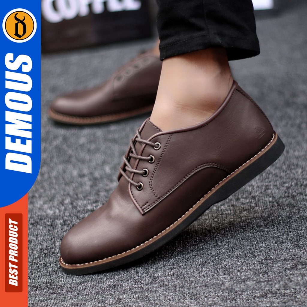 DEMOUS Sagi - Sepatu Formal Pantofel Kerja Pria Tali Kulit Pu