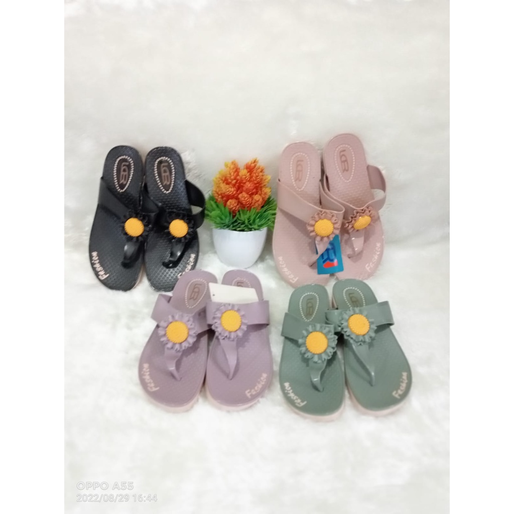 Sandal Sendal Wanita Karet Jelly Transparan LCR Jepit Perempuan Korea Dewasa Import Murah Harian BAR