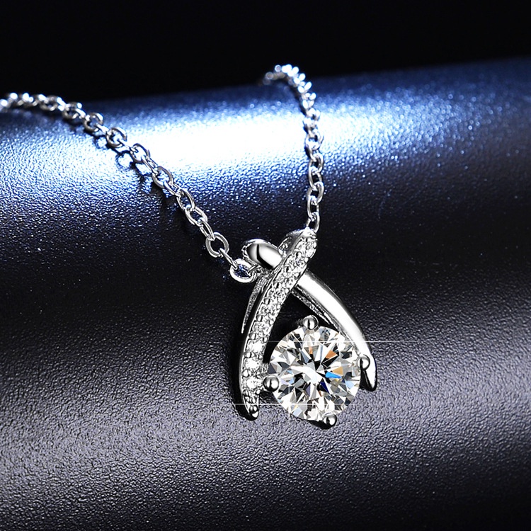 925 perak murni Kelincahan silang Kalung kalung berlian untuk wanita Moissanite perhiasan fashion sederhana gaya Korea