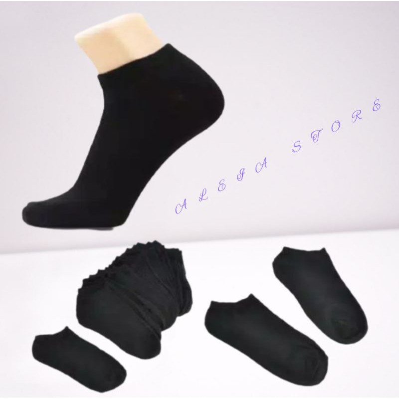 3 Pasang Kaus Kaki Hitam Polos Pendek Kaus Kaki Dewasa Pria Dan Wanita