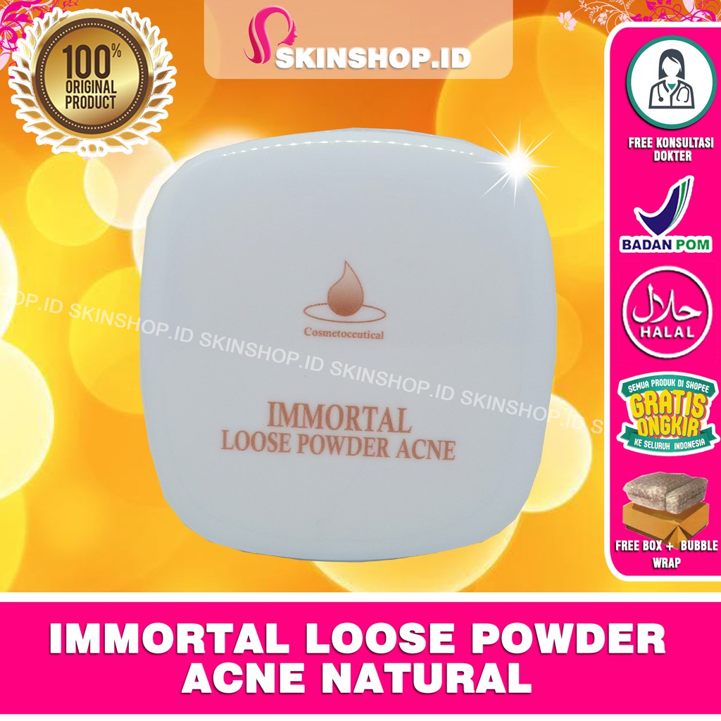 Immortal Loose Powder Acne Natural 20gr Original / Bedak Tabur Wajah Berjerawat BPOM Aman