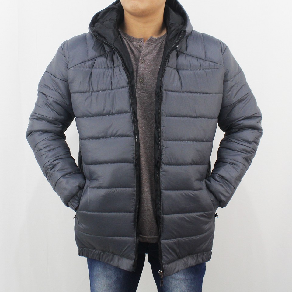 JAKET PUFFER TEBAL PRIA ABU TUA SIZE M L XL XXL  - JAKET WINTER - JAKET PARASUT TEBAL PRIA - JAKET GUNUNG WINDPROOF TEBAL