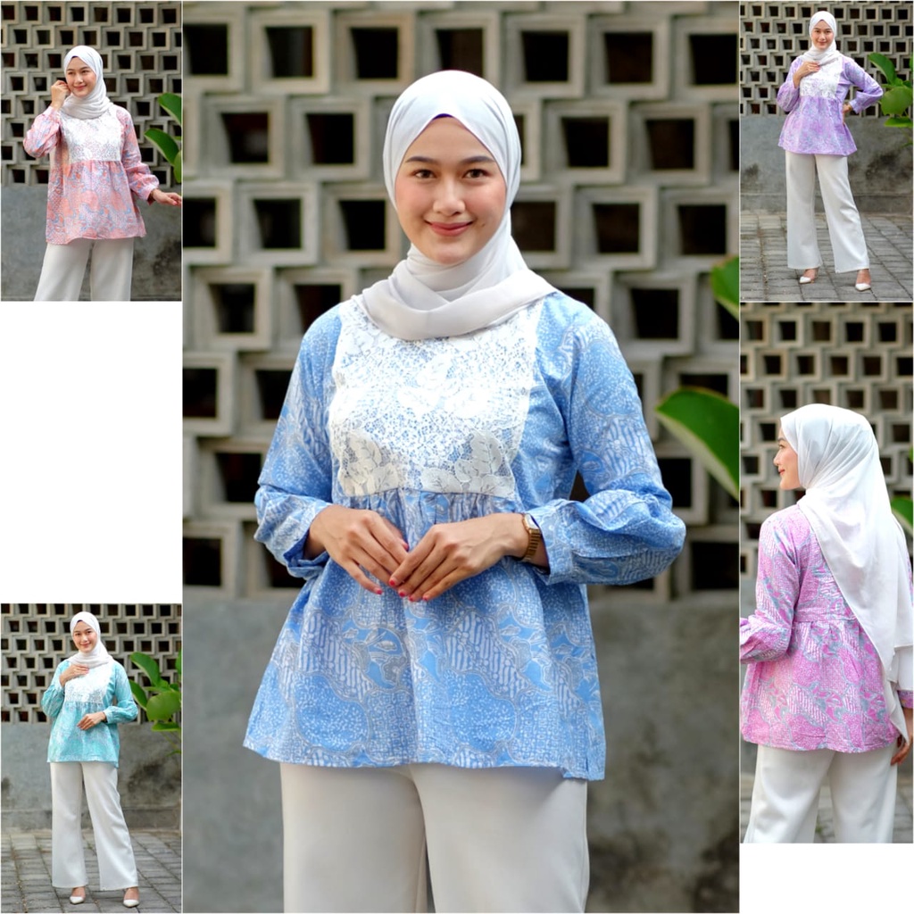 Atasan Batik Wanita Blouse Kerja JAGAD PASTEL