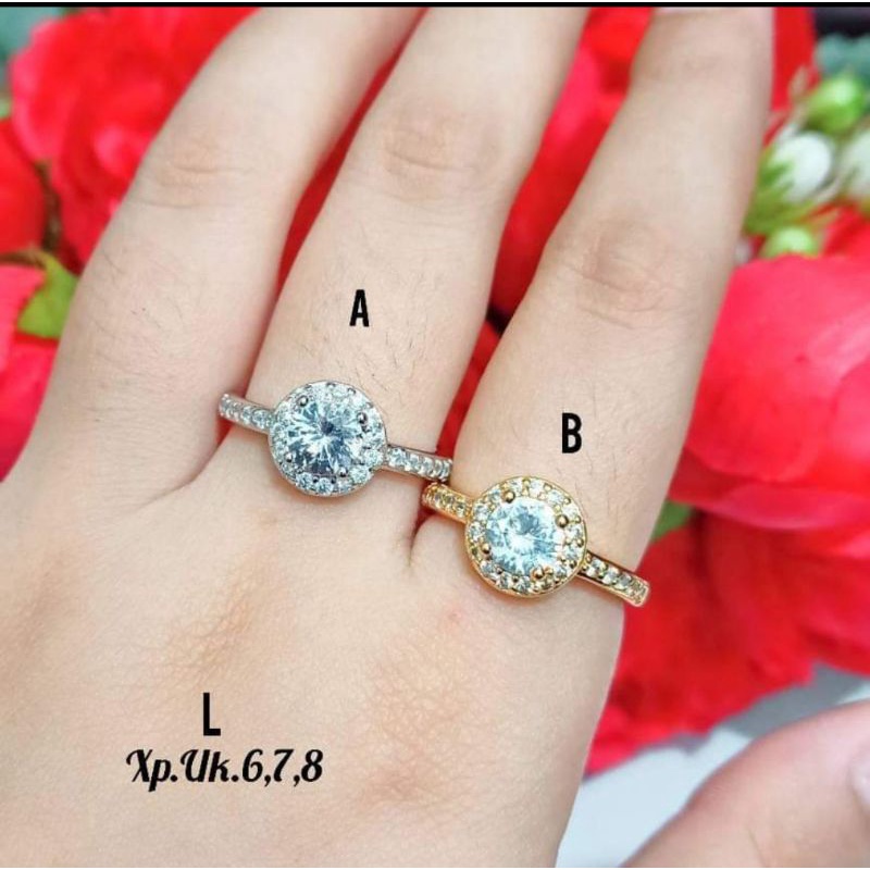 Cincin Xuping Wanita Lapisan Emas Permata