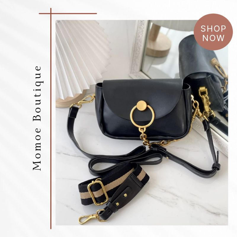 C1165 Tas Selempang Wanita CK Chunky Chain Link Crossbody Bag