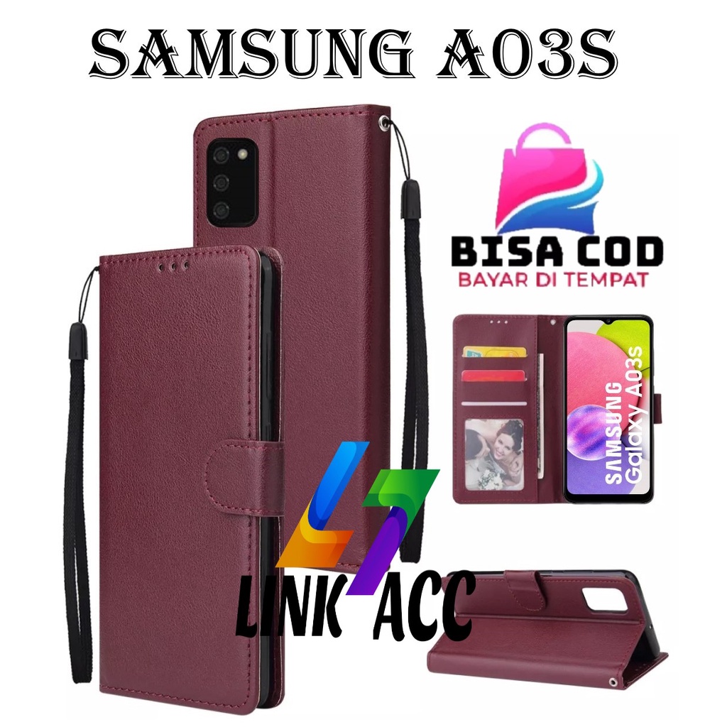 NEW CASE FLIP SAMSUNG A03S LEATHER CASE PREMIUM-FLIP WALLET CASE KULIT UNTUK SAMSUNG A03S